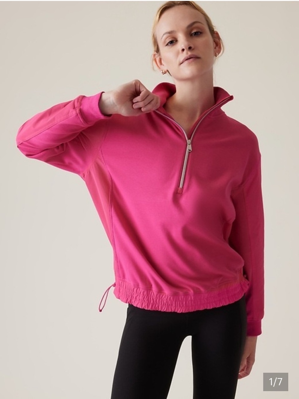 Athleta Triumph Hybrid Half Zip Sweatshirt Size XL Pink